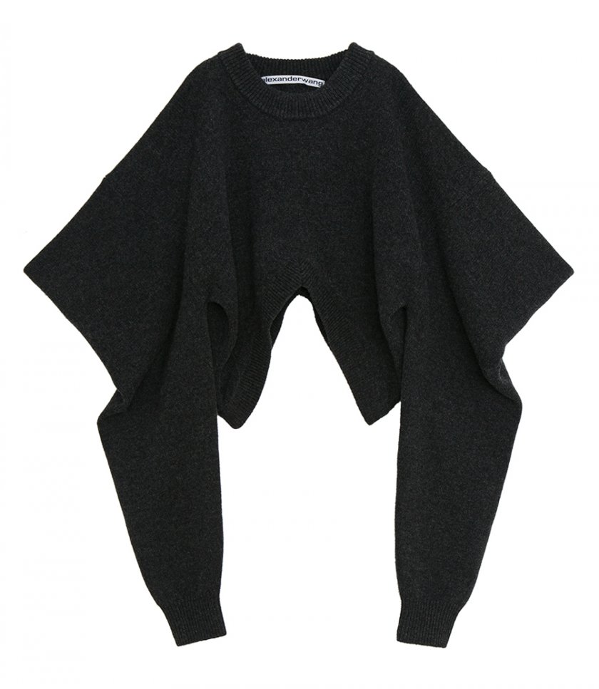 ALEXANDER WANG - INVERTED V-NECK SWEATER IN BOILED WOOL