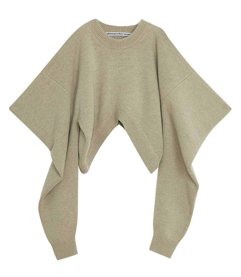 KNITWEAR - INVERTED V-NECK SWEATER IN BOILED WOOL