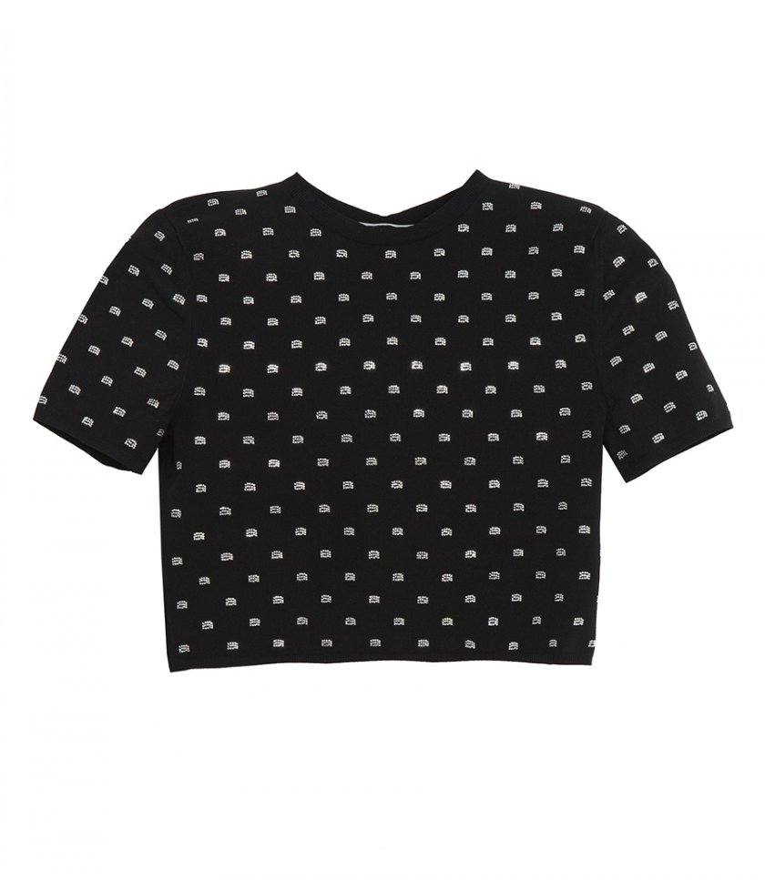 TOPS - CROPPED LOGO TEE IN CRYSTAL NYLON