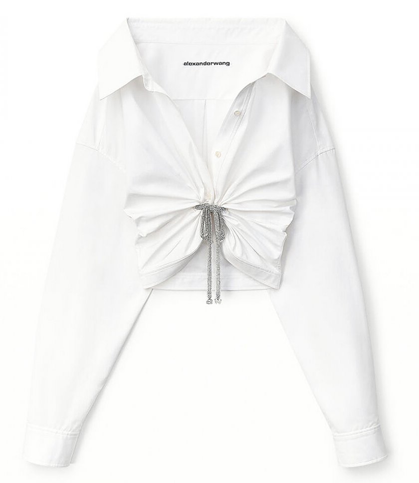 ALEXANDER WANG - CROPPED BUTTON UP IN COTTON POPLIN