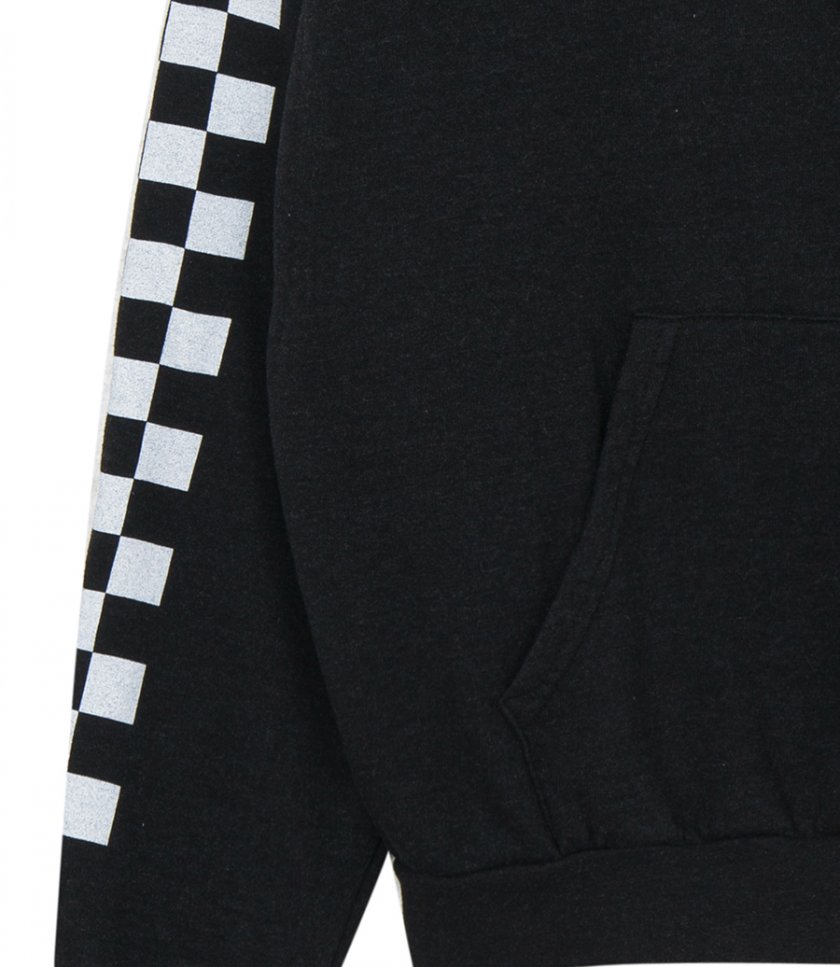 RELAXED CHECK SLEEVE PULLOVER HOODIE