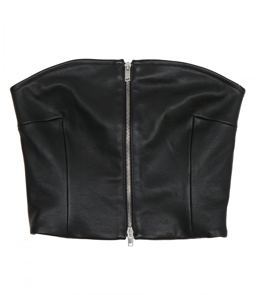 KHAITE - THE IRA TOP IN BLACK LEATHER