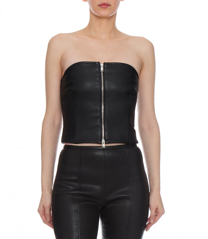 THE IRA TOP IN BLACK LEATHER