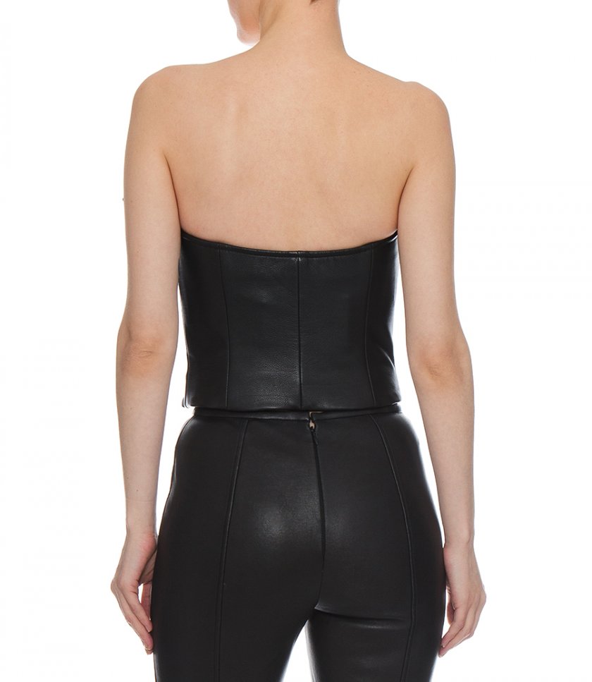 THE IRA TOP IN BLACK LEATHER
