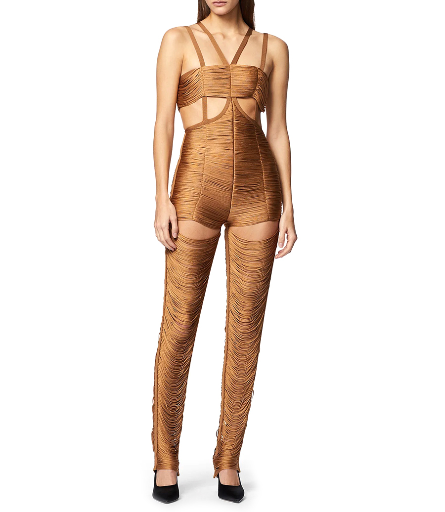 STRAPPY FRINGE BANDEAU JUMPSUIT