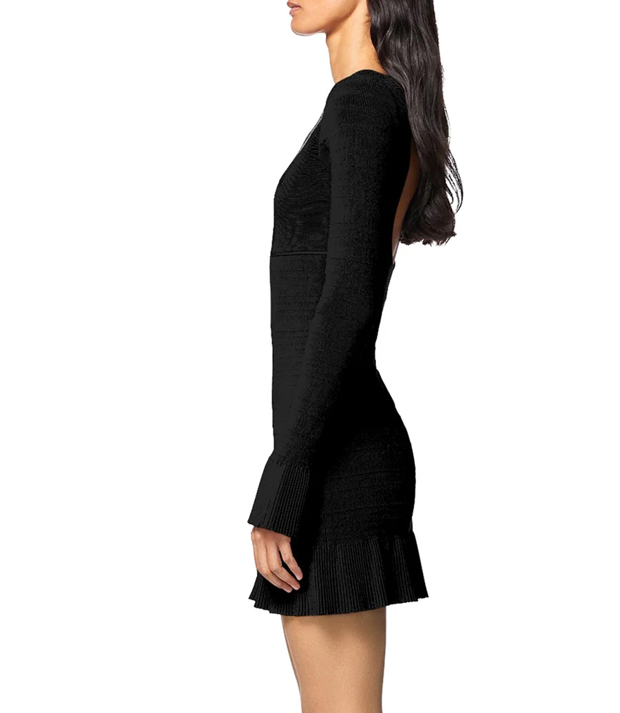 black skater mini dress Waverly | Black Racer-Neck Sleeveless Skater Mini Dress