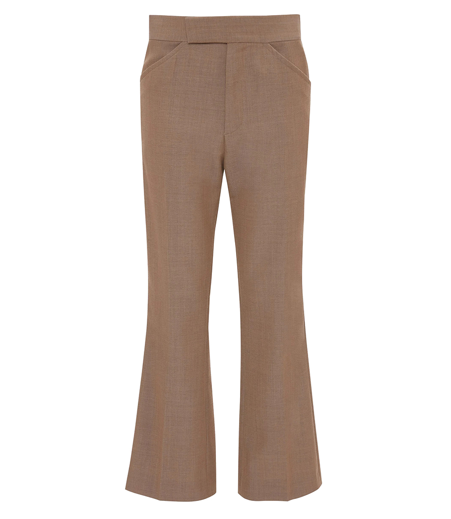 VICTORIA BECKHAM - WIDE CROPPED FLARE TROUSER IN TOBACCO