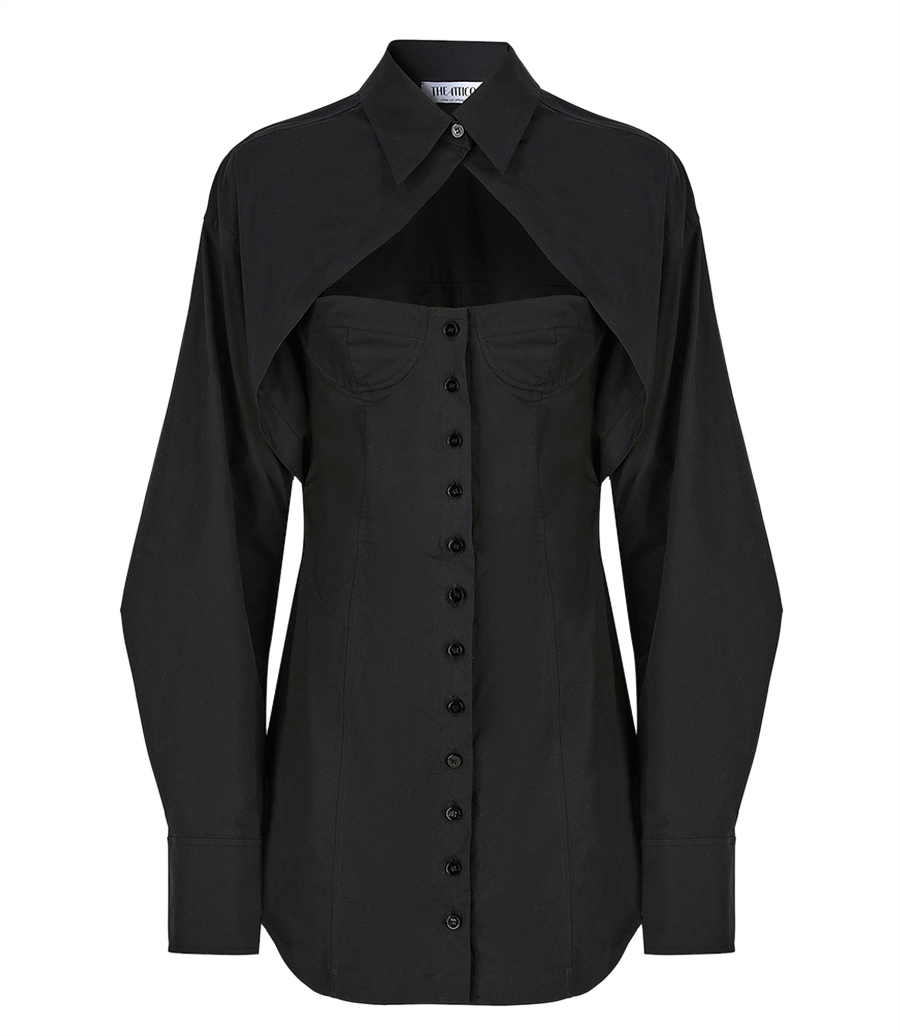 THE ATTICO - BLACK MINI SHIRT DRESS