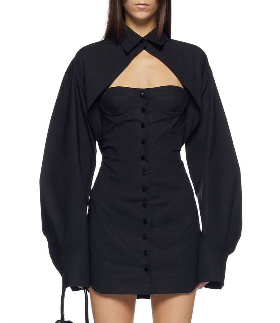 BLACK MINI SHIRT DRESS