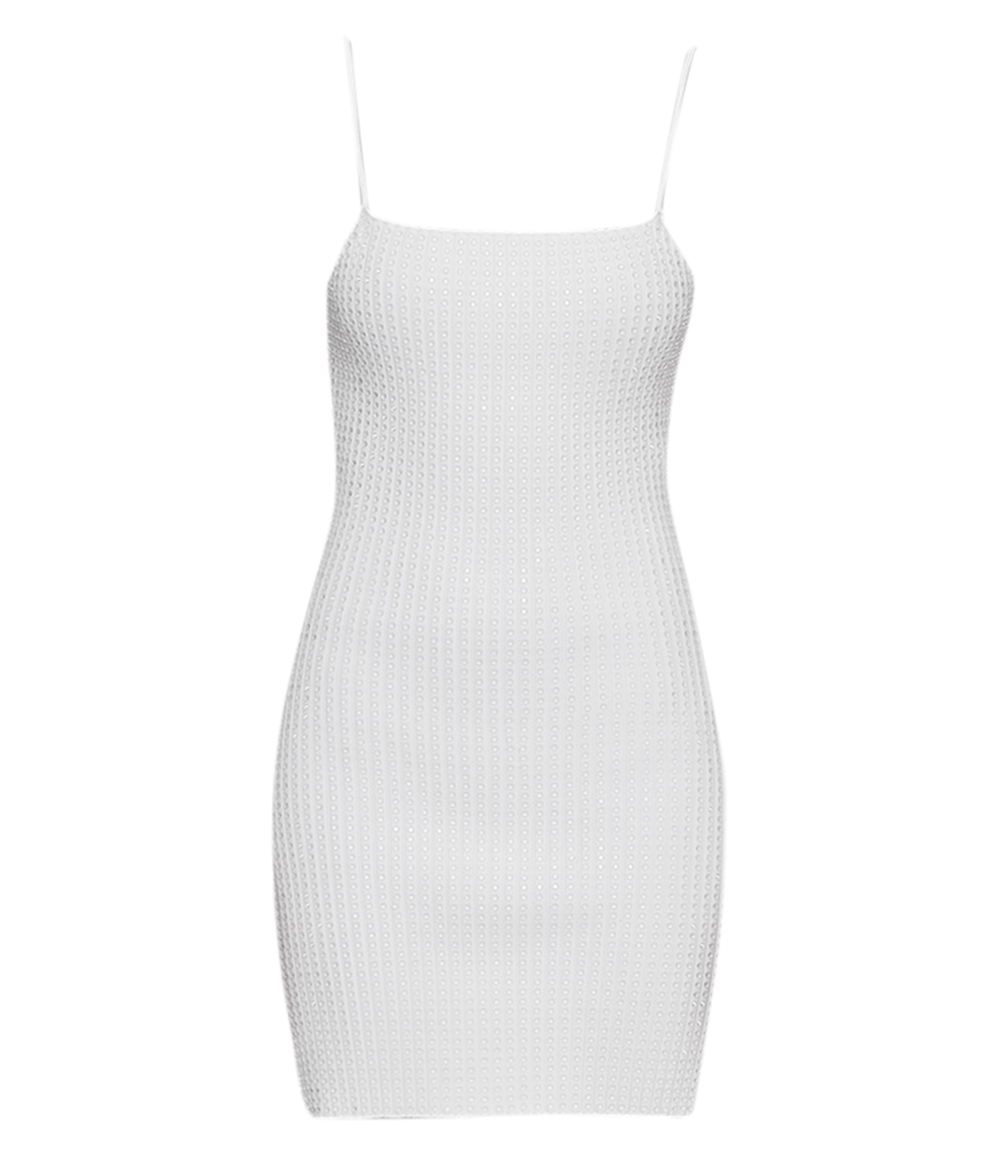 ALEXANDER WANG - CLEAR CRYSTAL RIB MINI DRESS