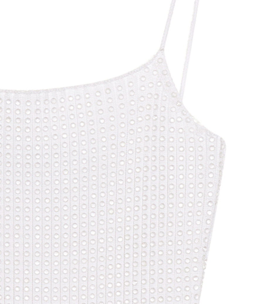 CLEAR CRYSTAL RIB MINI DRESS