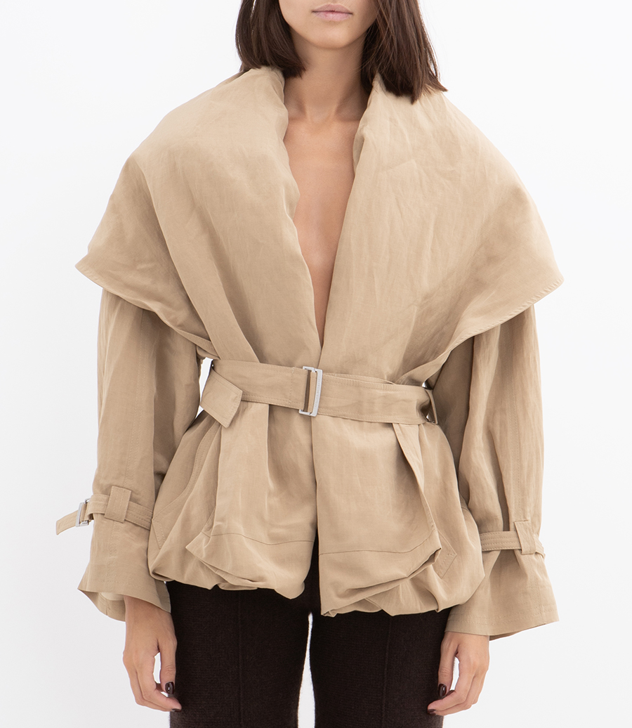 BALLON SLEEVE BELTED JACKET