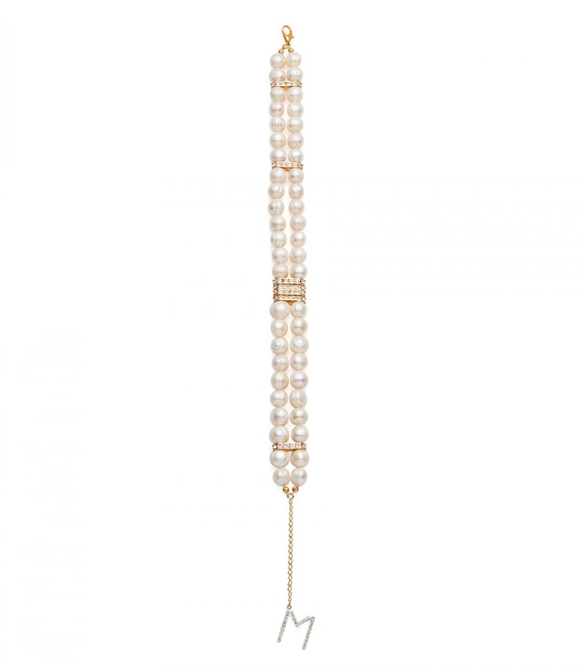 ACCESSORIES - DOUBLE PEARL CHOKER WITH DIAMANTE CRYSTALS