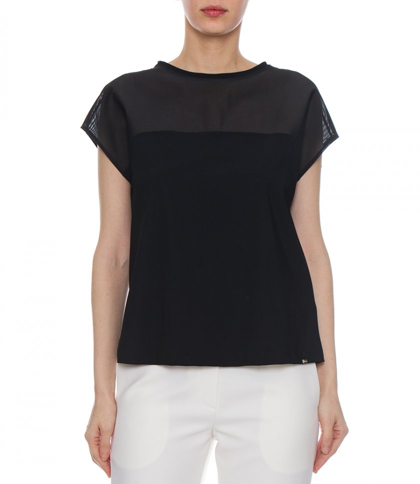 T-SHIRT IN LIGHT SCUBA & STRETCH TULLE
