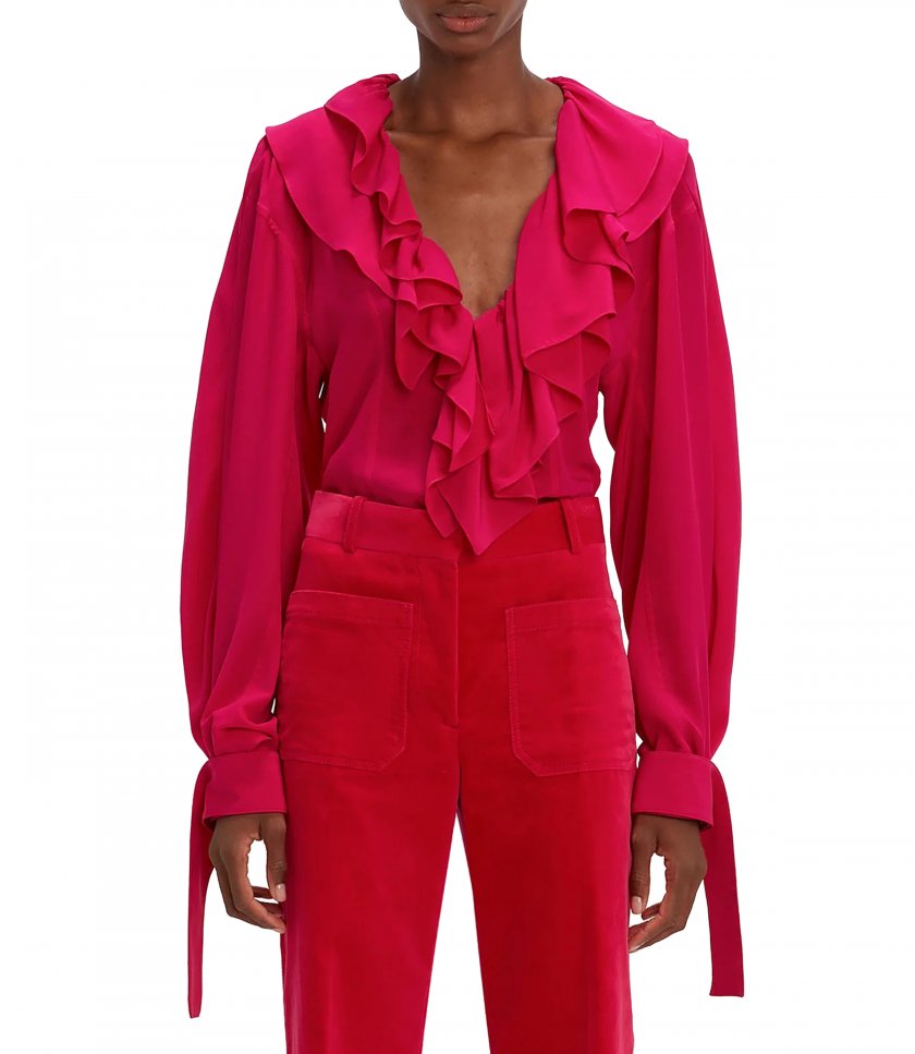 DEEP V RUFFLED BLOUSE