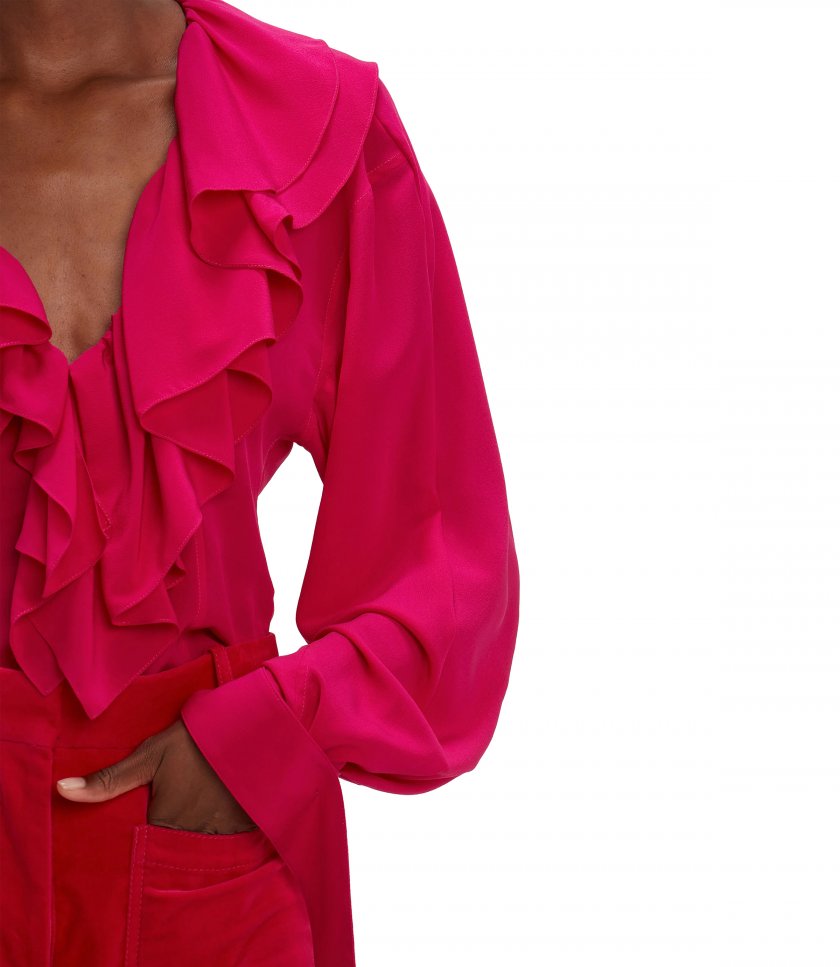 DEEP V RUFFLED BLOUSE