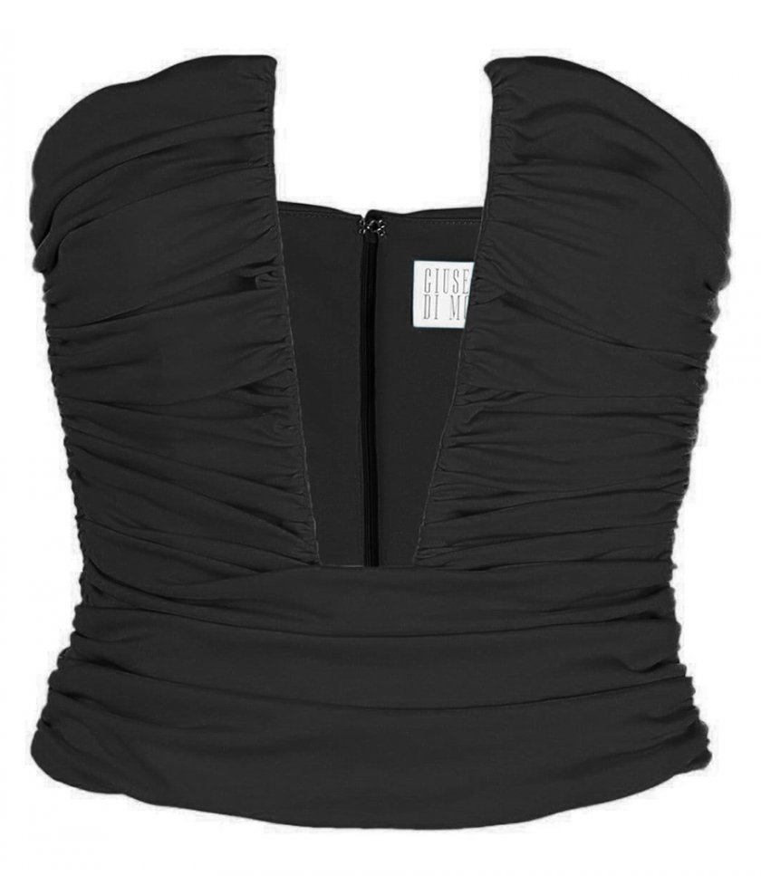 TOPS - PLUNGE-NECK RUCHED-BODICE TOP