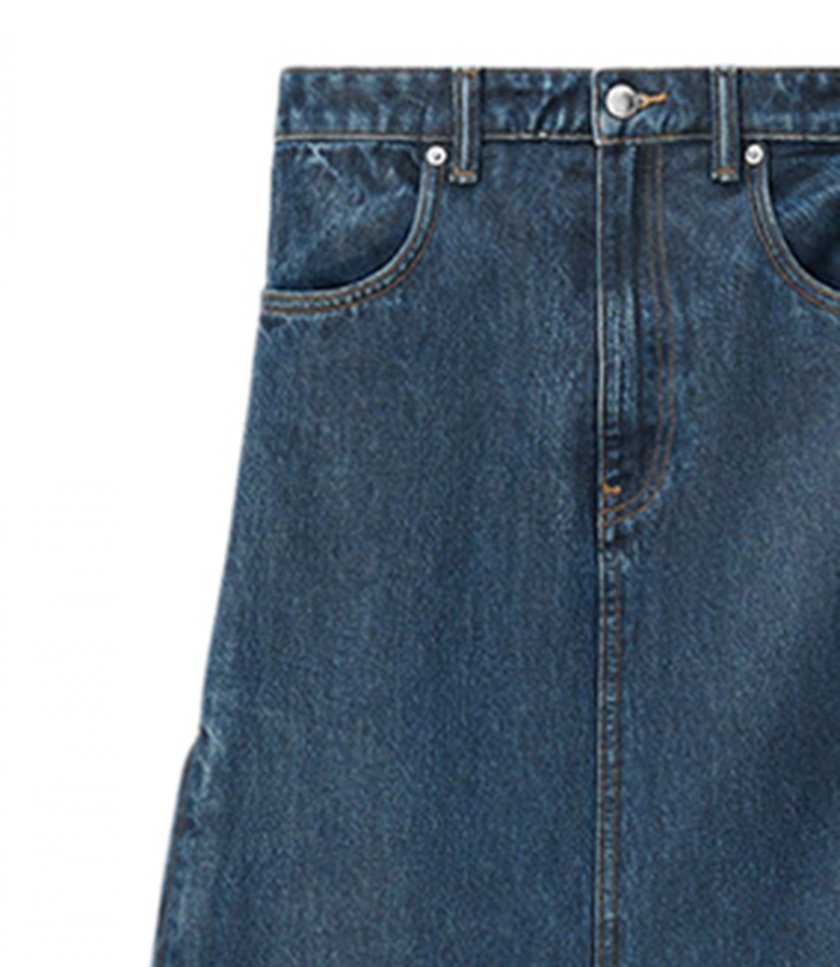 CRYSTAL CUFF JUMPSUIT IN COATED DENIM