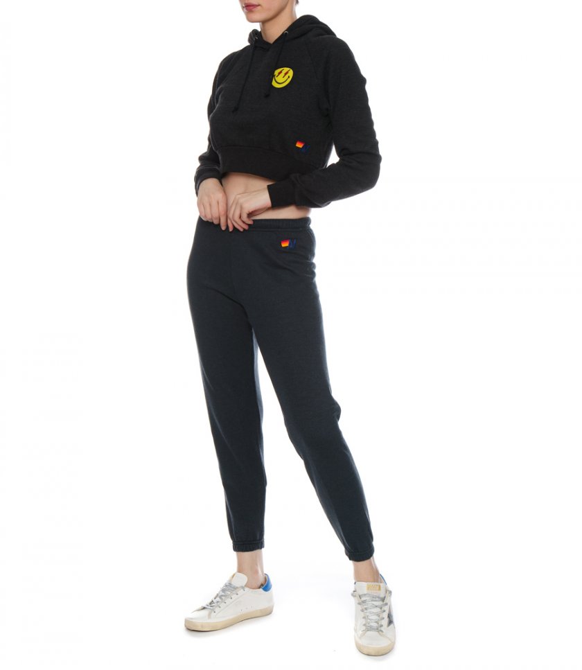 SMILEY BOLT EYES CROPPED HOODIE