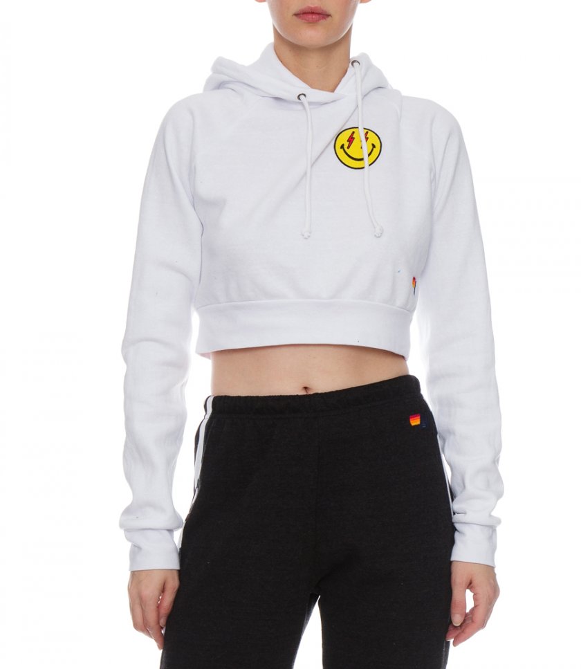 SMILEY BOLT EYES CROPPED HOODIE
