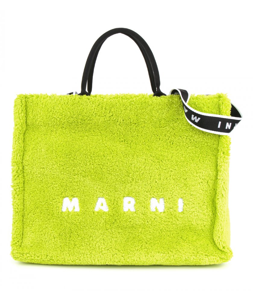 MARNI - GREEN TERRY CLOTH TOTE BAG