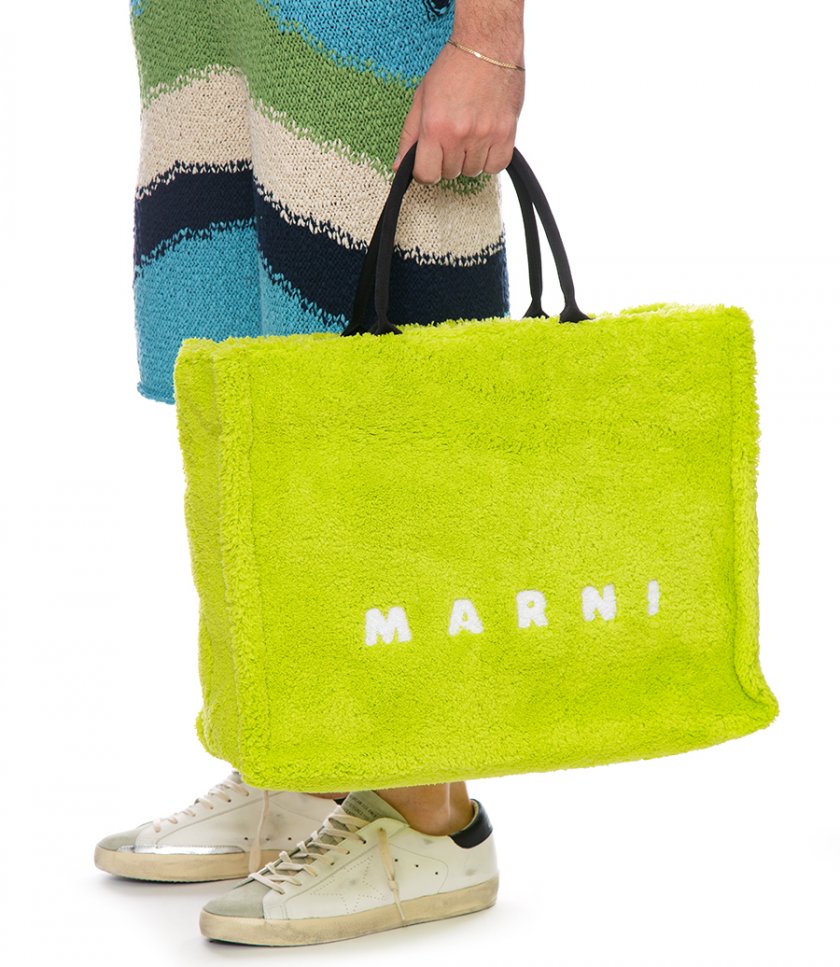GREEN TERRY CLOTH TOTE BAG