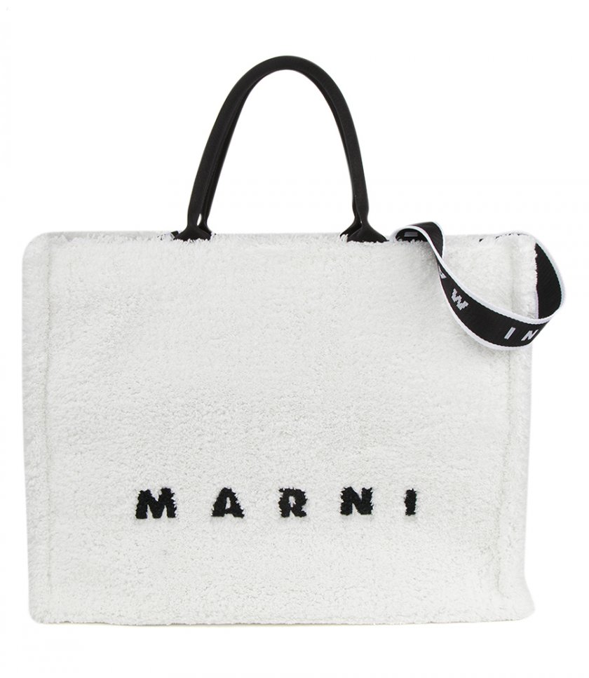 MARNI - WHITE TERRY CLOTH TOTE BAG