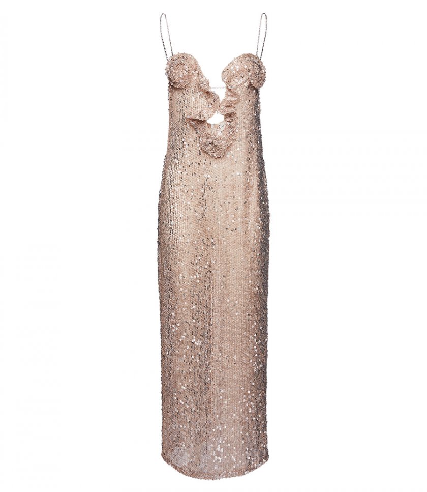 MAGDA BUTRYM - FLOWER DECOLTE SEQUIN NETTED GOWN