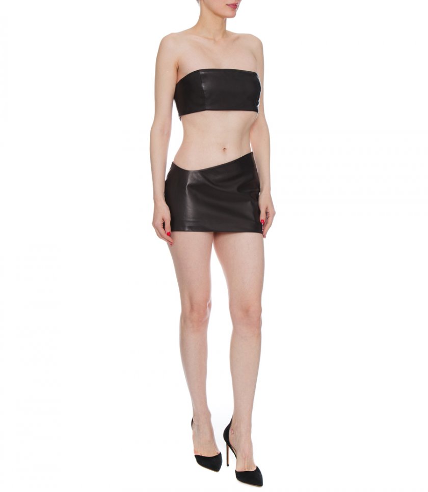 CROPPED LEATHER STRAPLESS TOP