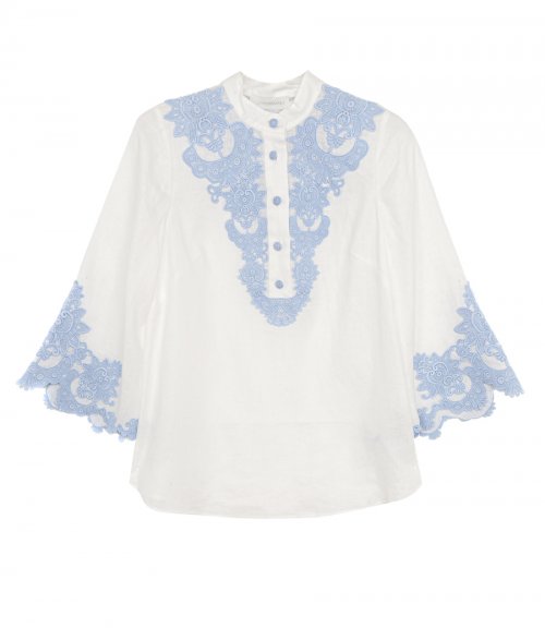 RAIE EMBROIDERED TRIM TOP