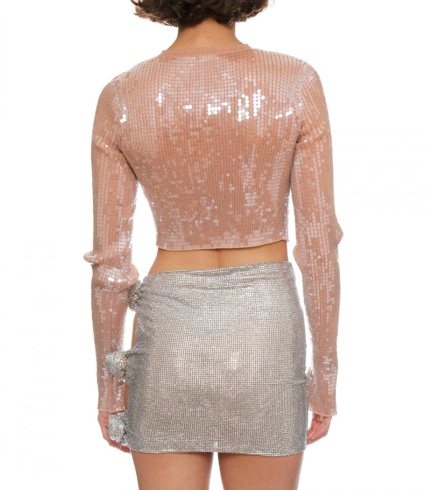CREWNECK CARDIGAN IN SEQUIN