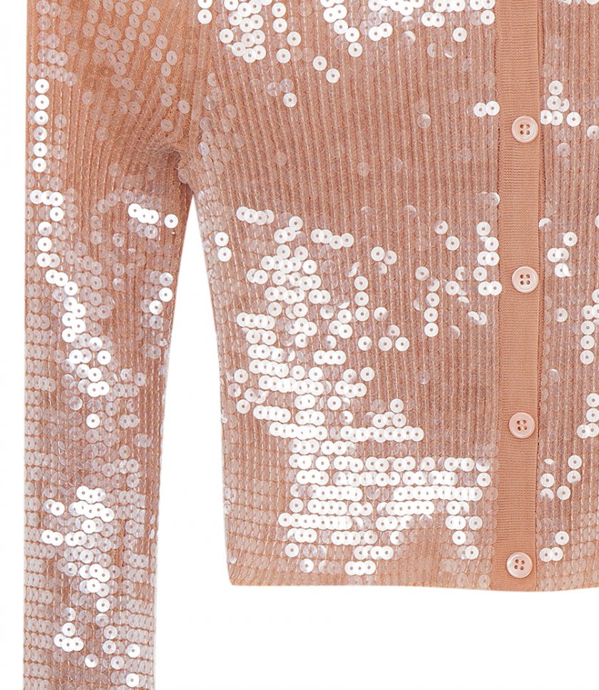 CREWNECK CARDIGAN IN SEQUIN