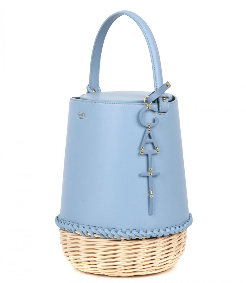 EMILY LEATHER WICKER BAG