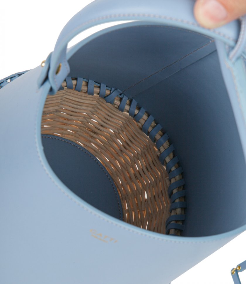 EMILY LEATHER WICKER BAG