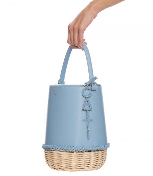 EMILY LEATHER WICKER BAG