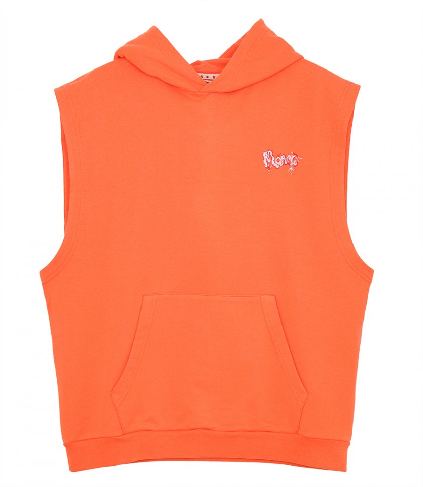 CLOTHES - SLEEVELESS COTTON HOODIE WITH LOGO PRINT