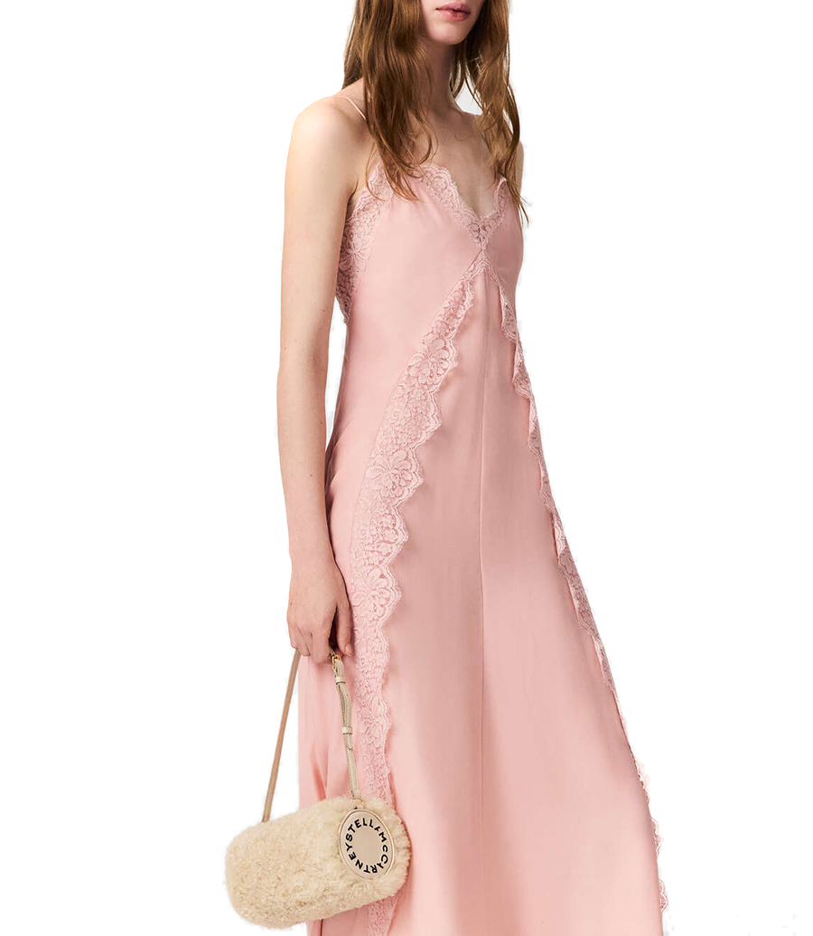 LACE TRIMMED MIDI DRESS