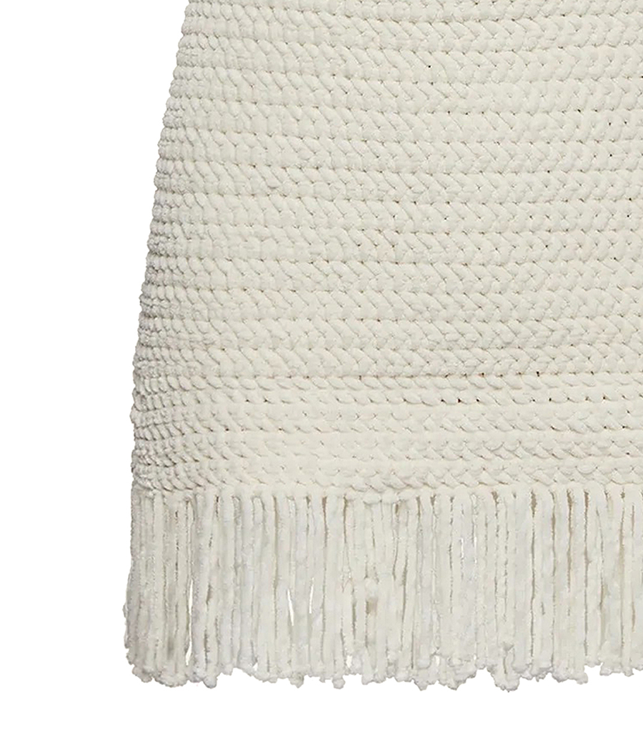 CHENILLE FRINGE CROCHET MINI DRESS