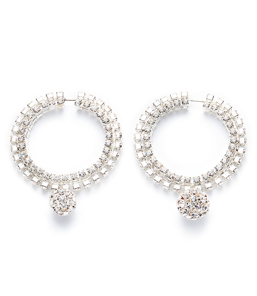 MAGDA BUTRYM - CHUNKY CRYSTAL HOOP EARRINGS WITH ASYMMETRICAL DROPLETS