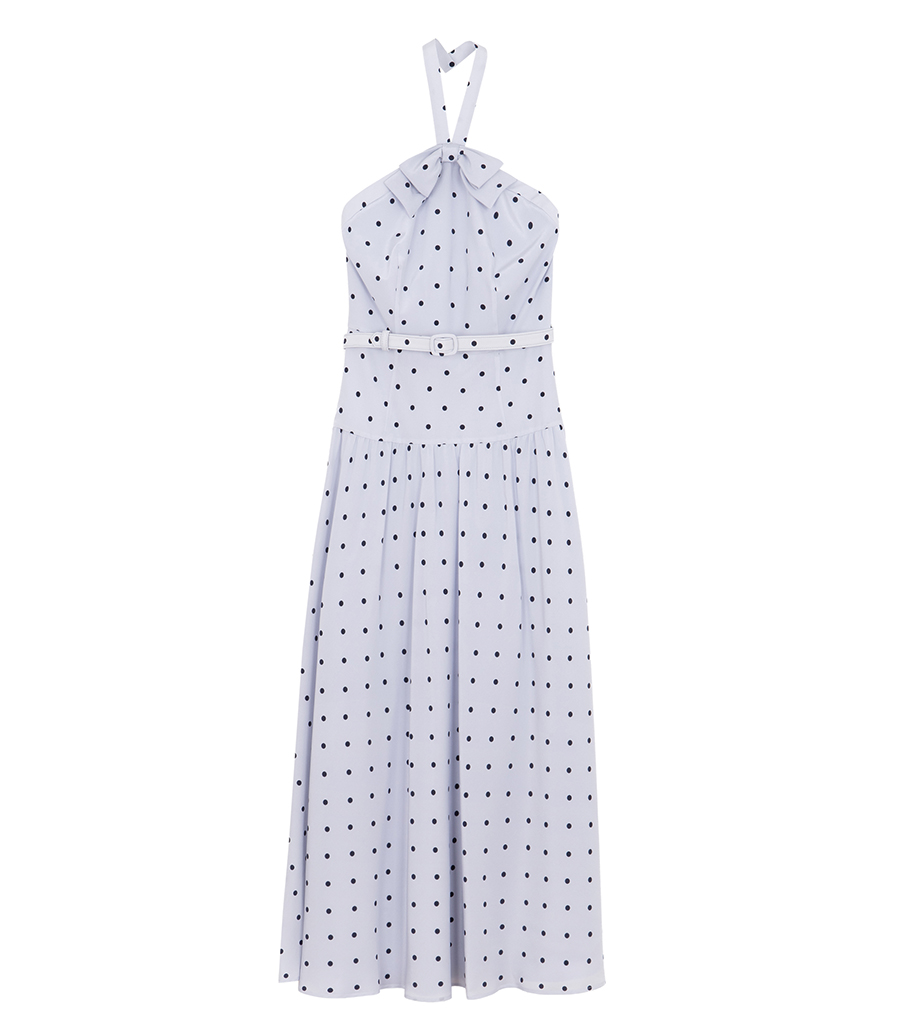 ALESSANDRA RICH - POLKA-DOT HALTERNECK MIDI DRESS