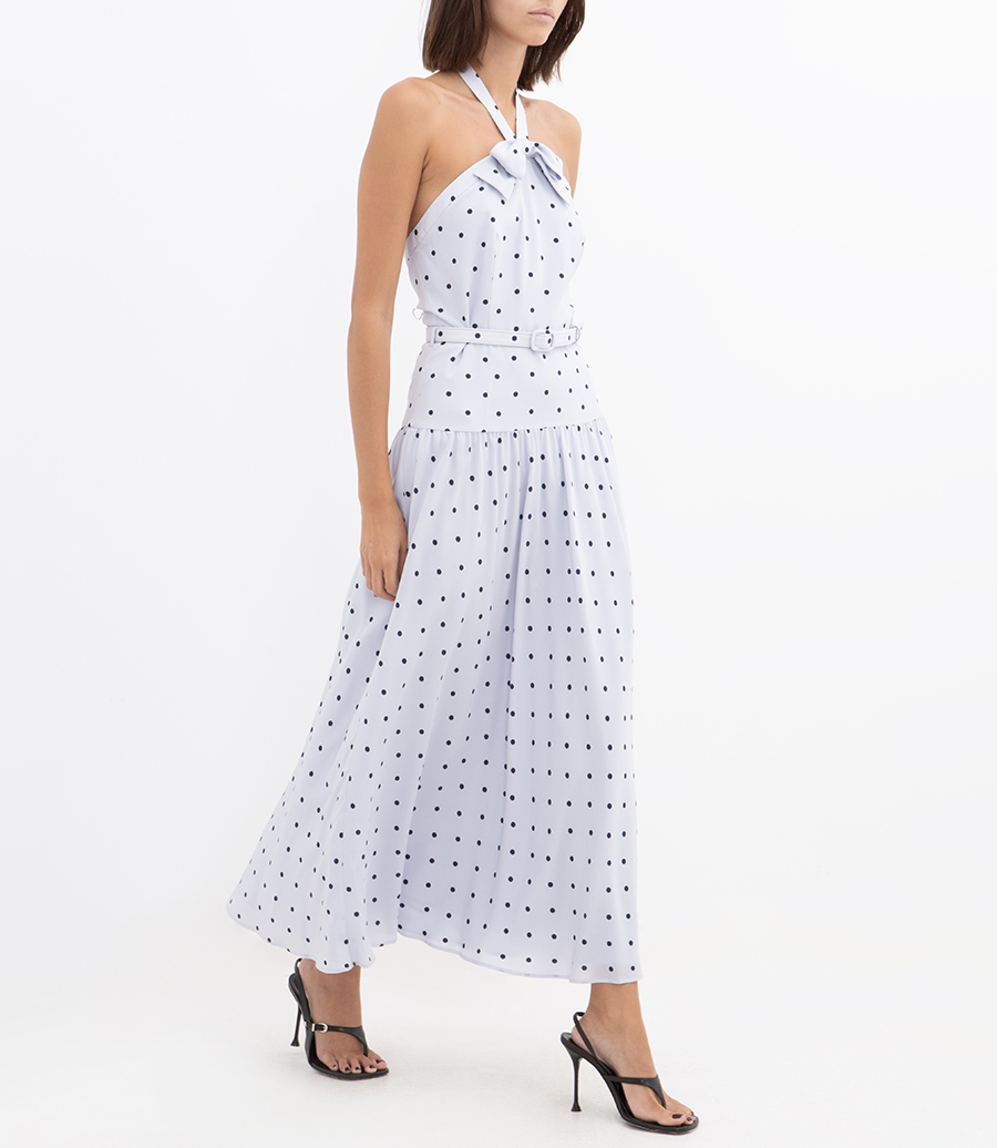 POLKA-DOT HALTERNECK MIDI DRESS