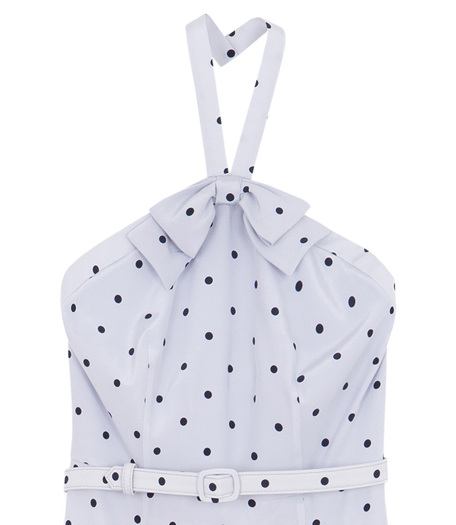 POLKA-DOT HALTERNECK MIDI DRESS
