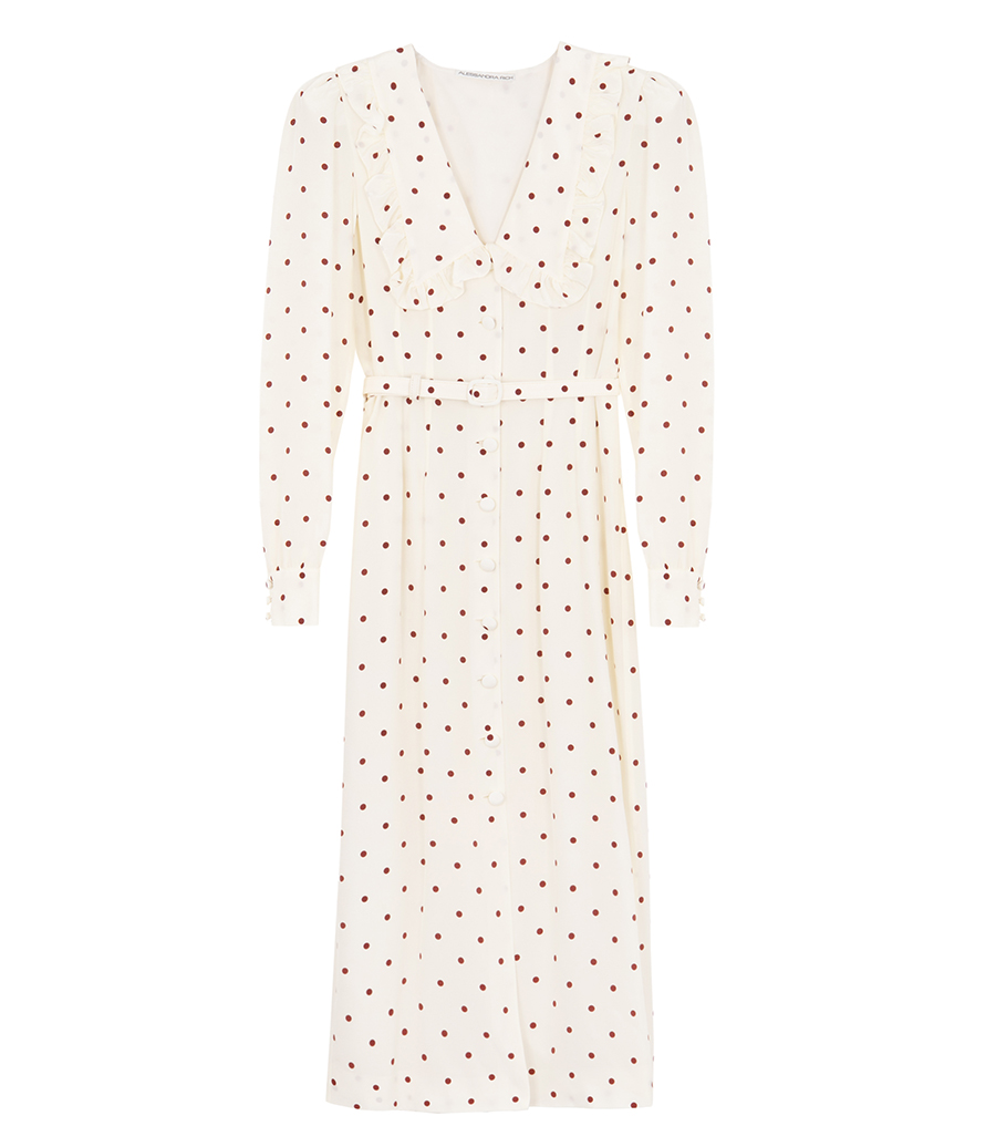 ALESSANDRA RICH - POLKA-DOT SPOON NECKLINE DRESS
