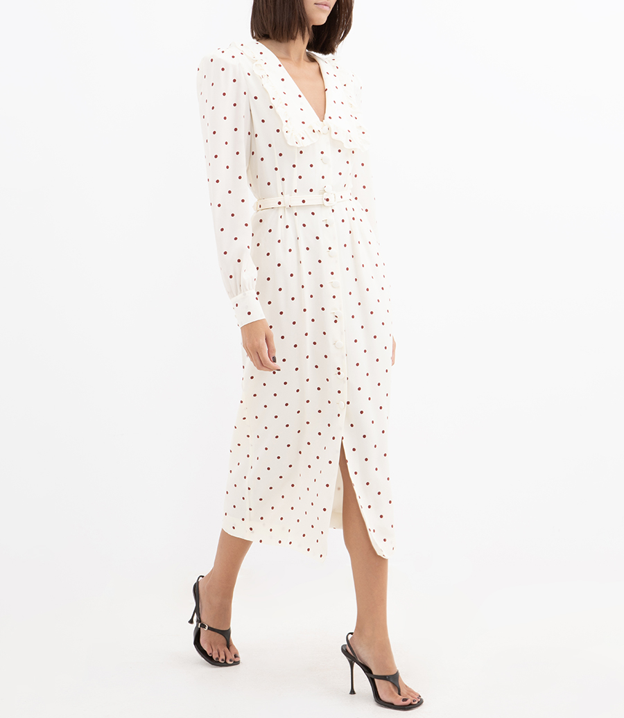 POLKA-DOT SPOON NECKLINE DRESS