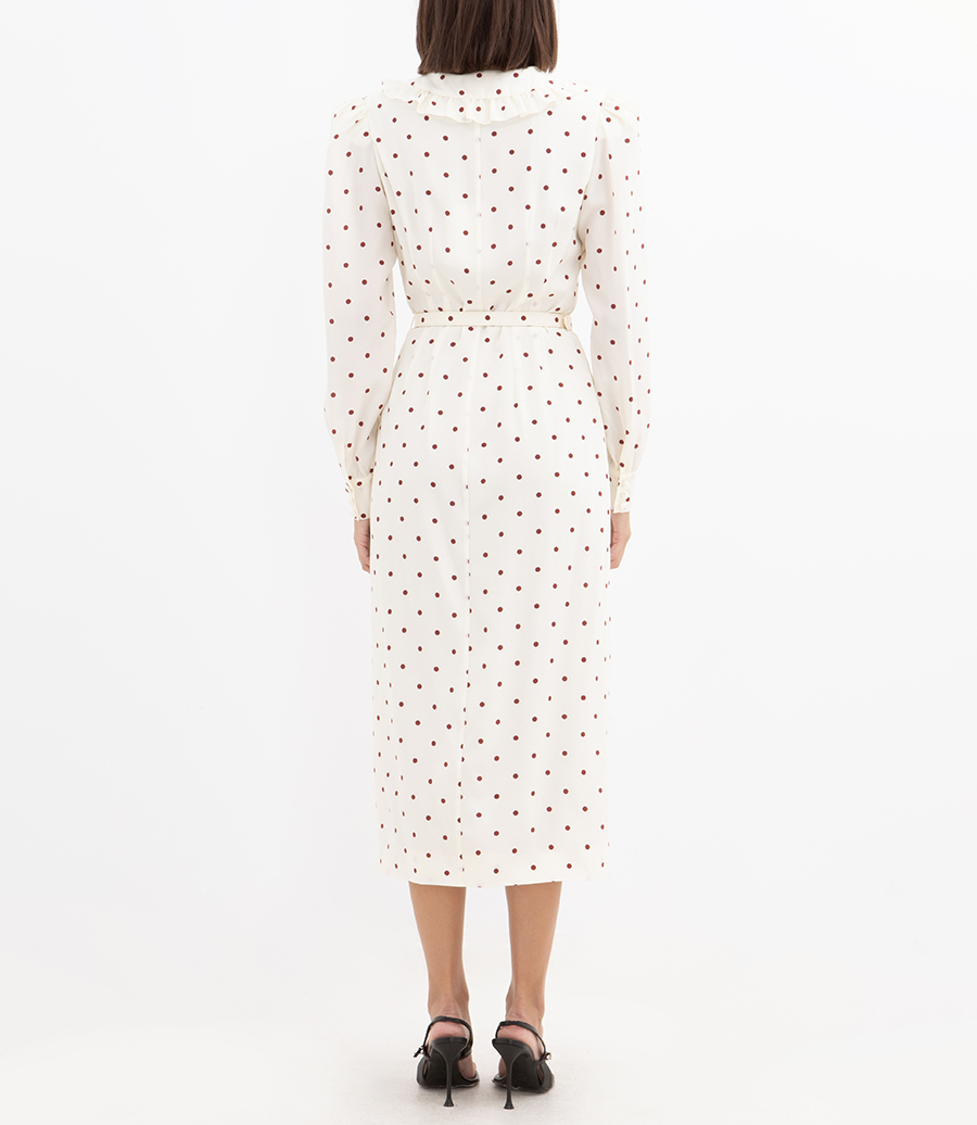 POLKA-DOT SPOON NECKLINE DRESS