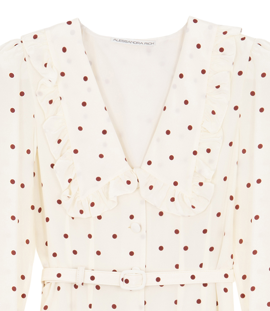 POLKA-DOT SPOON NECKLINE DRESS