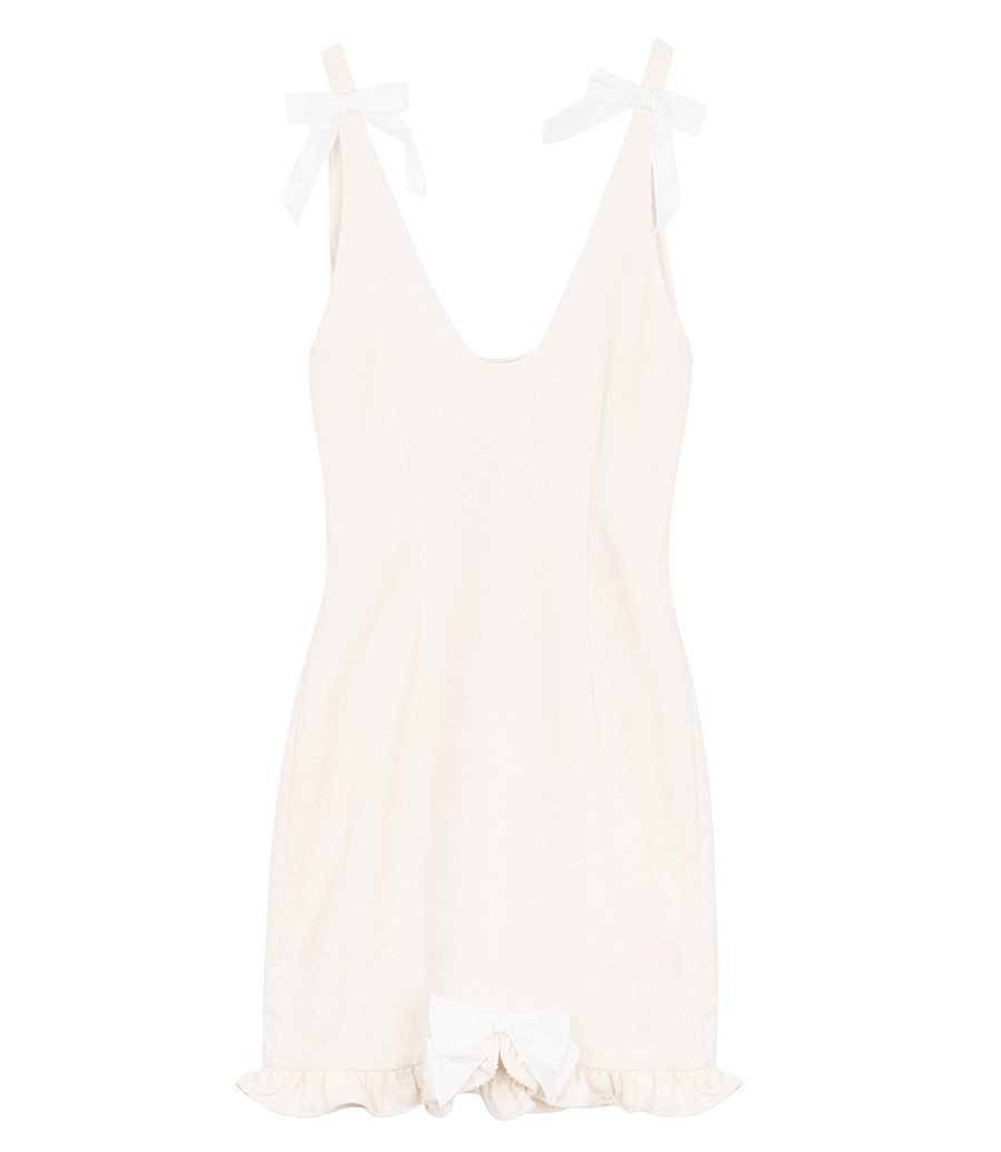 ALESSANDRA RICH - CHECK TWEED BOUCLE MINI DRESS