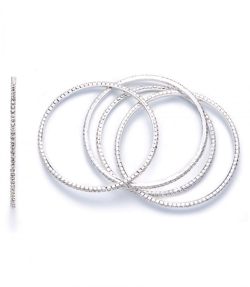 ACCESSORIES - 5-PIECE CRYSTAL BANGLES IN SILVER