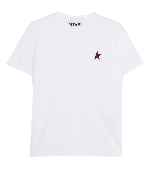 WOMEN’S WHITE T-SHIRT WITH DARK BLUE STAR ON THE FRONT
