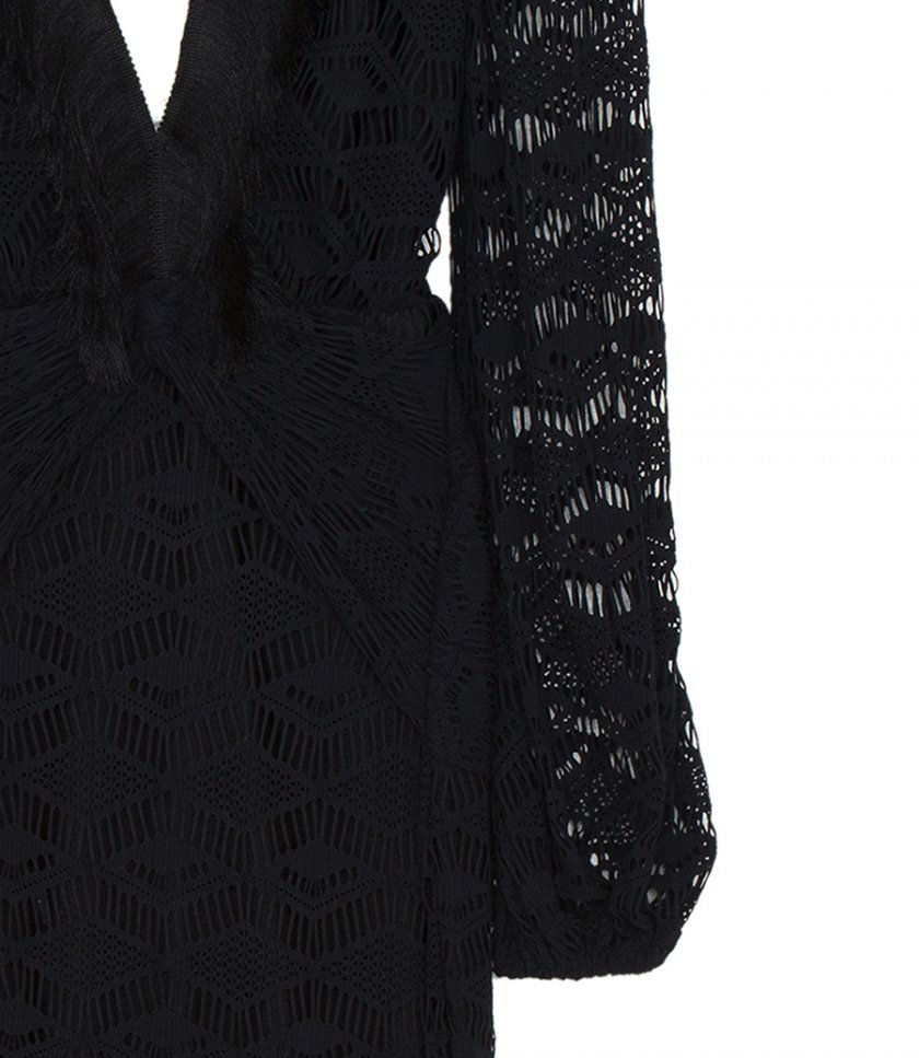 CROCHET PLUNGE FRINGE TRIM MAXI
